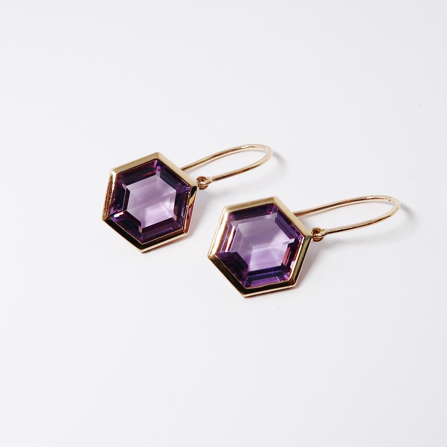 Amethyst Hexagon Earrings