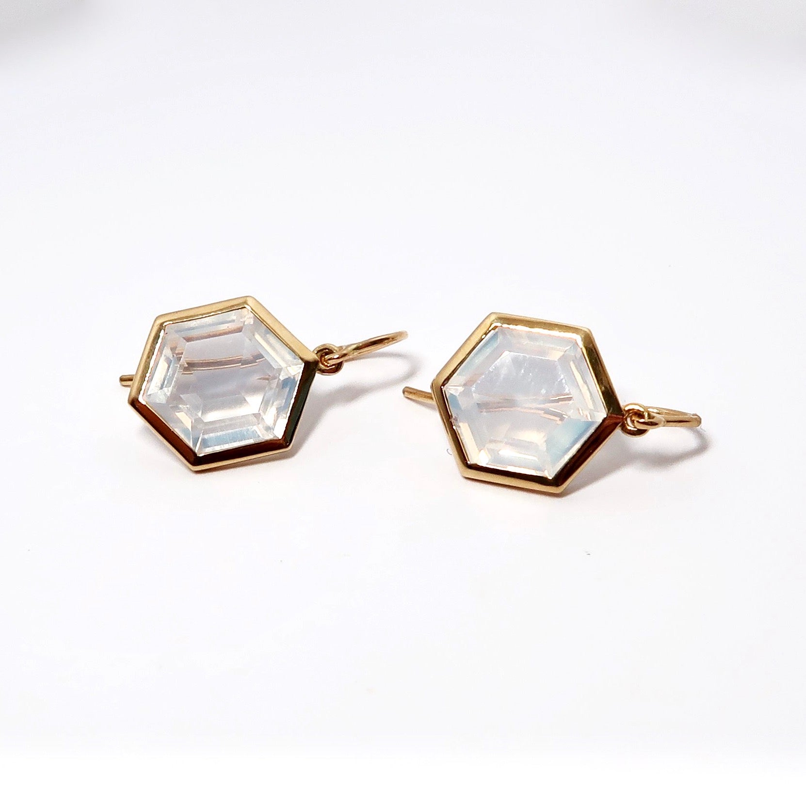 Moon Quartz Hex Cut Earrings