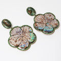 Mother of Pearl Carved Abalone Flower with Tsavorite Earring