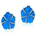 Turqoise & Diamond Asymetrical Earrings