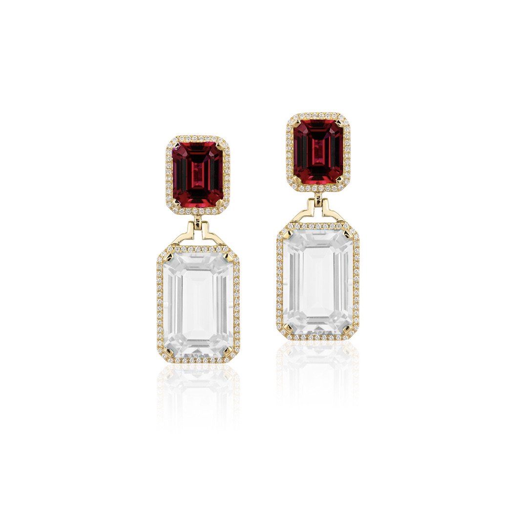 Rock Crystal & Ruby Earrings