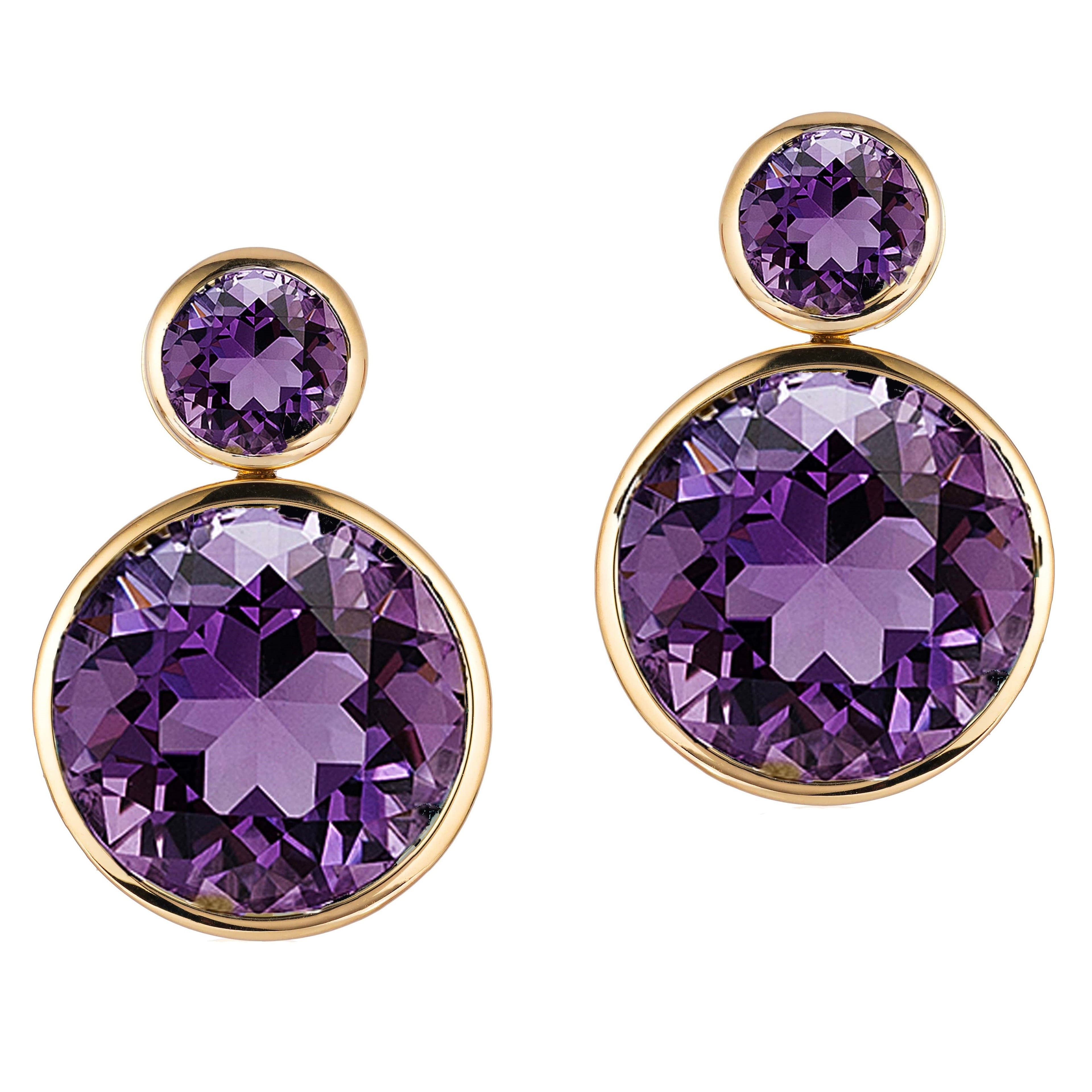 Faceted 18mm & 8mm Amethyst Earrings