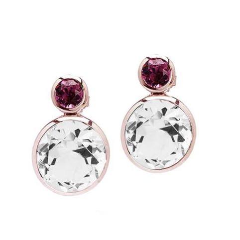 Rock Crystal & Ruby Drop Earrings
