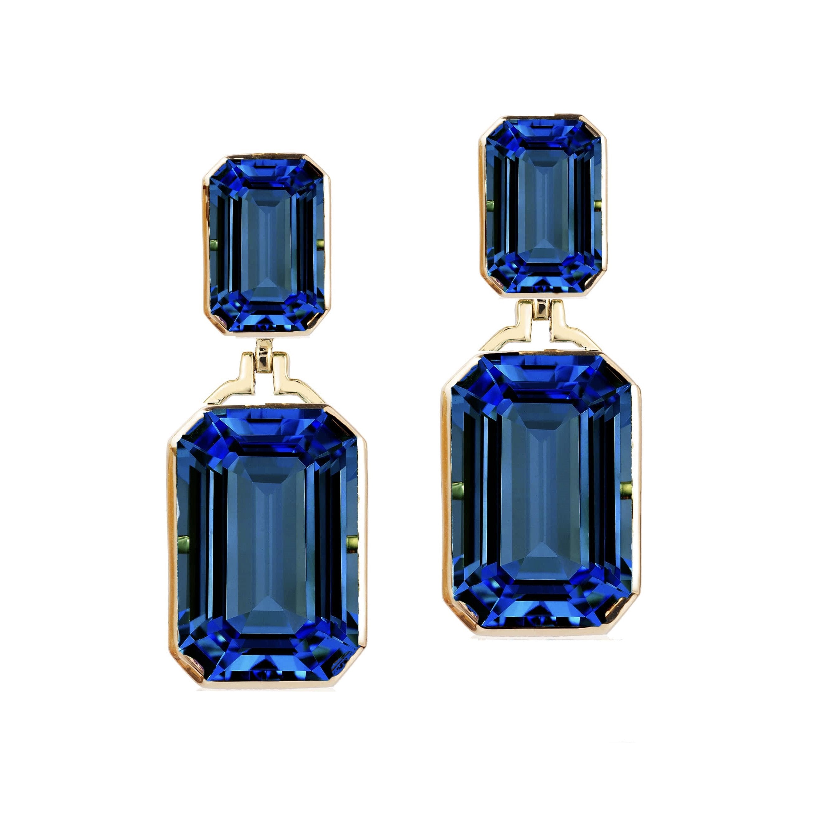 London Blue Topaz Emerald Cut Earrings