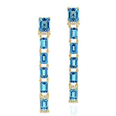 EC Cut Blue Topaz Earrings