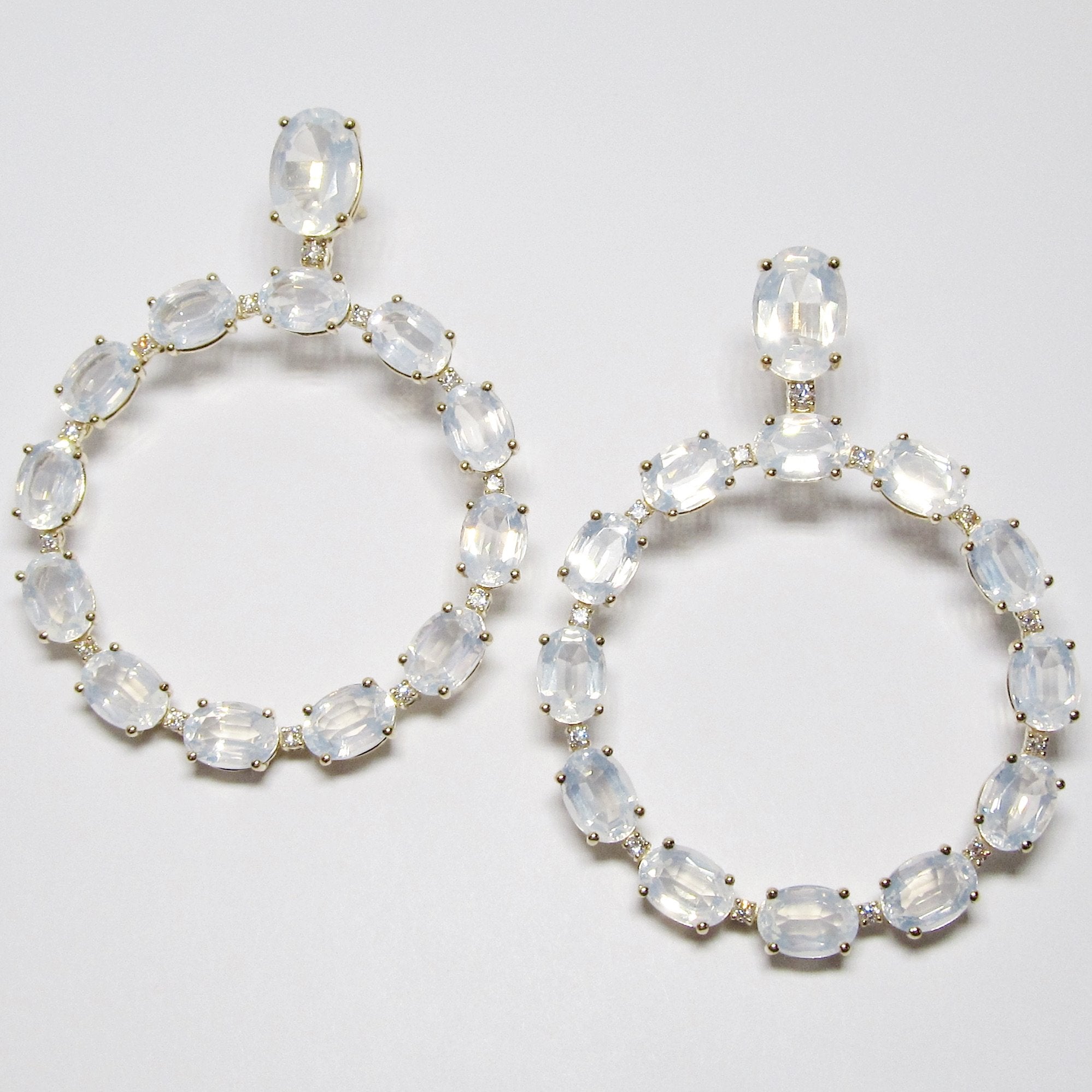 Moon Quartz Faceted Oval 10x7 Earrings