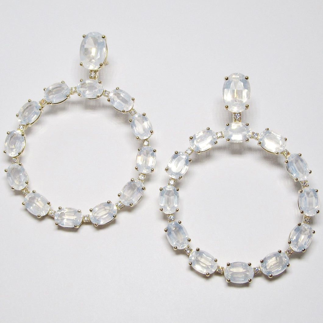 Moon Quartz Faceted Oval 10x7 Earrings