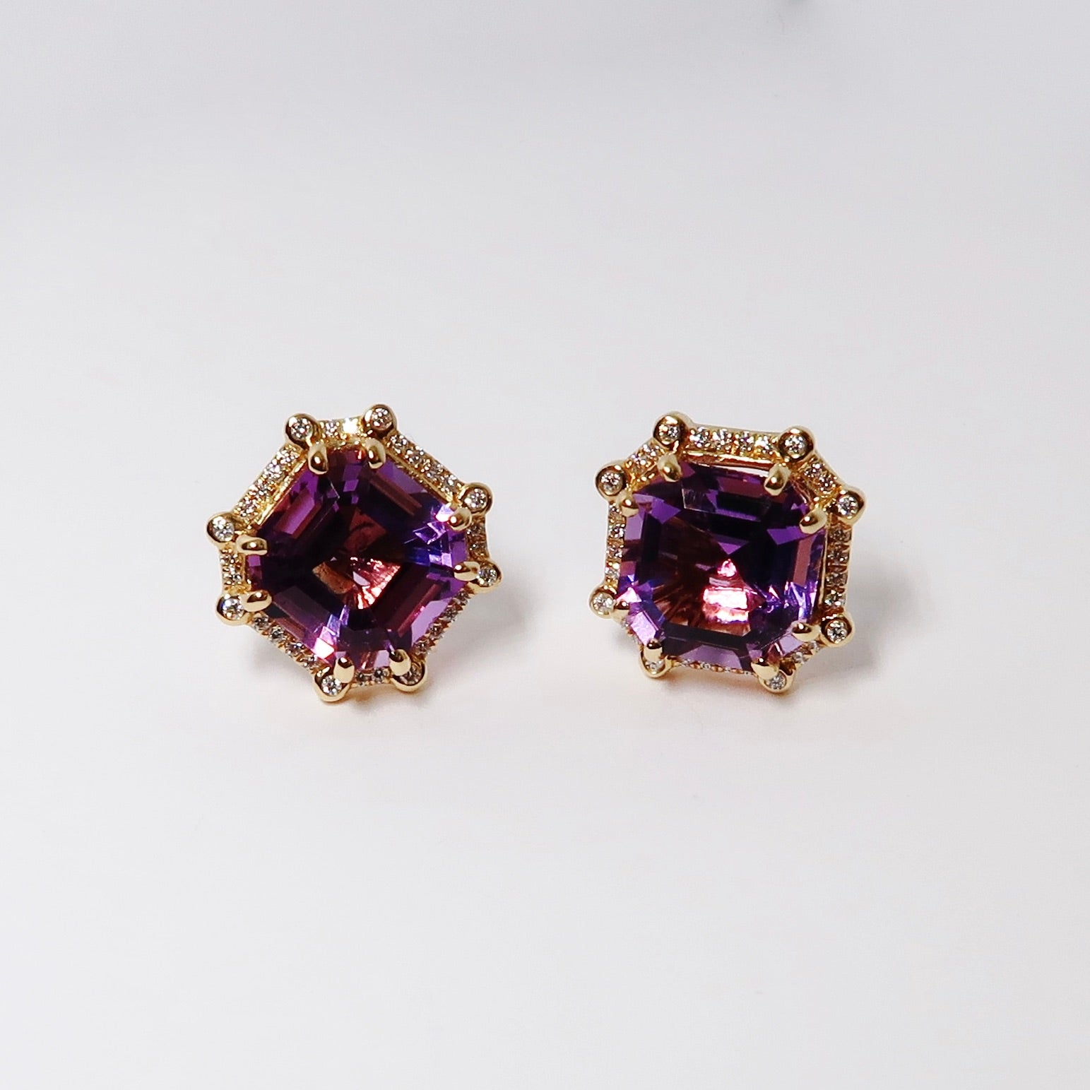 Amethyst Asscher Cut Studs