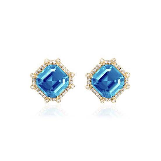 Blue Topaz Asher Cut Earrings