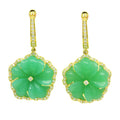 Chrysoprase & Diamond Carved Flower Earrings