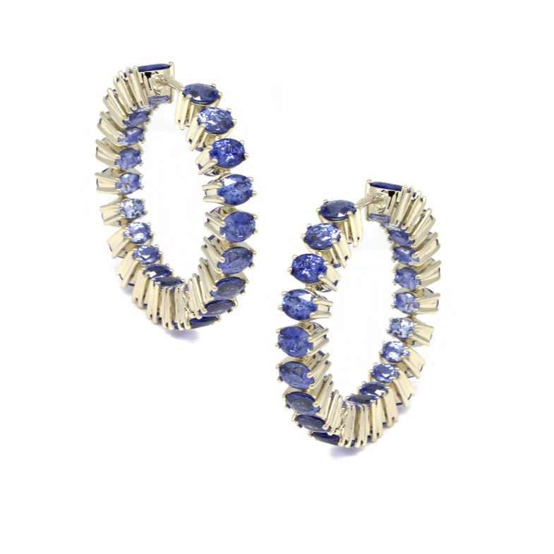 Blue Sapphire Faceted Ovals Earrings