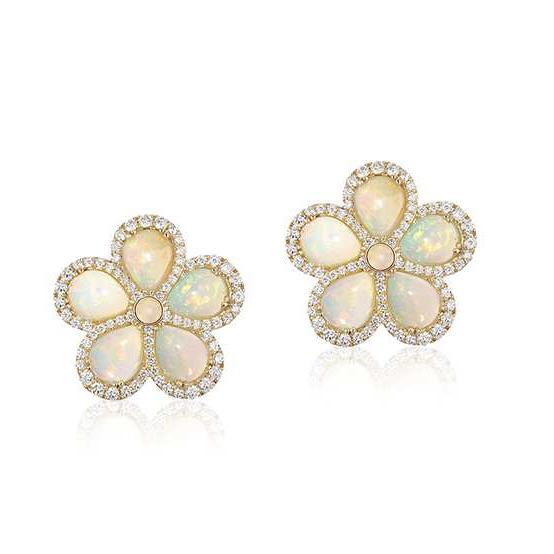 Opal Pears And Diamond Earrings