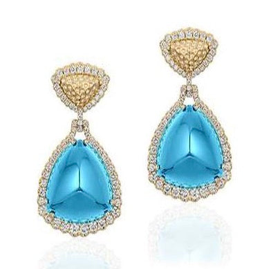 Blue Topaz Trillion Shape Earrings