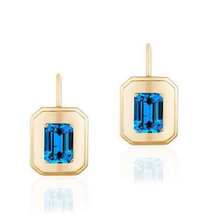 London Blue Topaz Emerald Cut Earrings