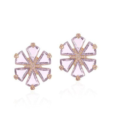 Lavender Amethyst Fancy Trillion Flower Earrings