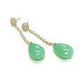 Chrysoprase Flat Drop Long Earrings With Diamonds