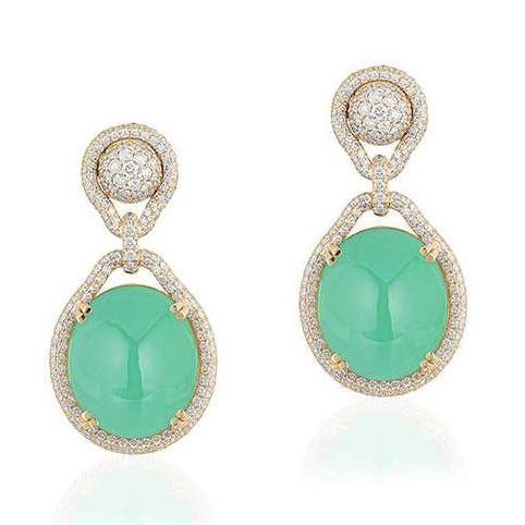 Large Oval Chrysoprase Earrings