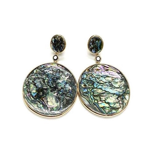 Mother Of Pearl Round Abalone Shell Earrings