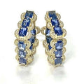 Blue Sapphire Square Shape Hoops
