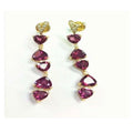 Heart Shaped Garnet Single Line Long Earrings