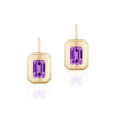 Amethyst Emerald Cut Earrings