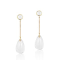 Moon Quartz Drops with Long Earrings with Diamond Bar