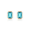 Amethyst Emerald Cut Bezel Set Stud Earrings