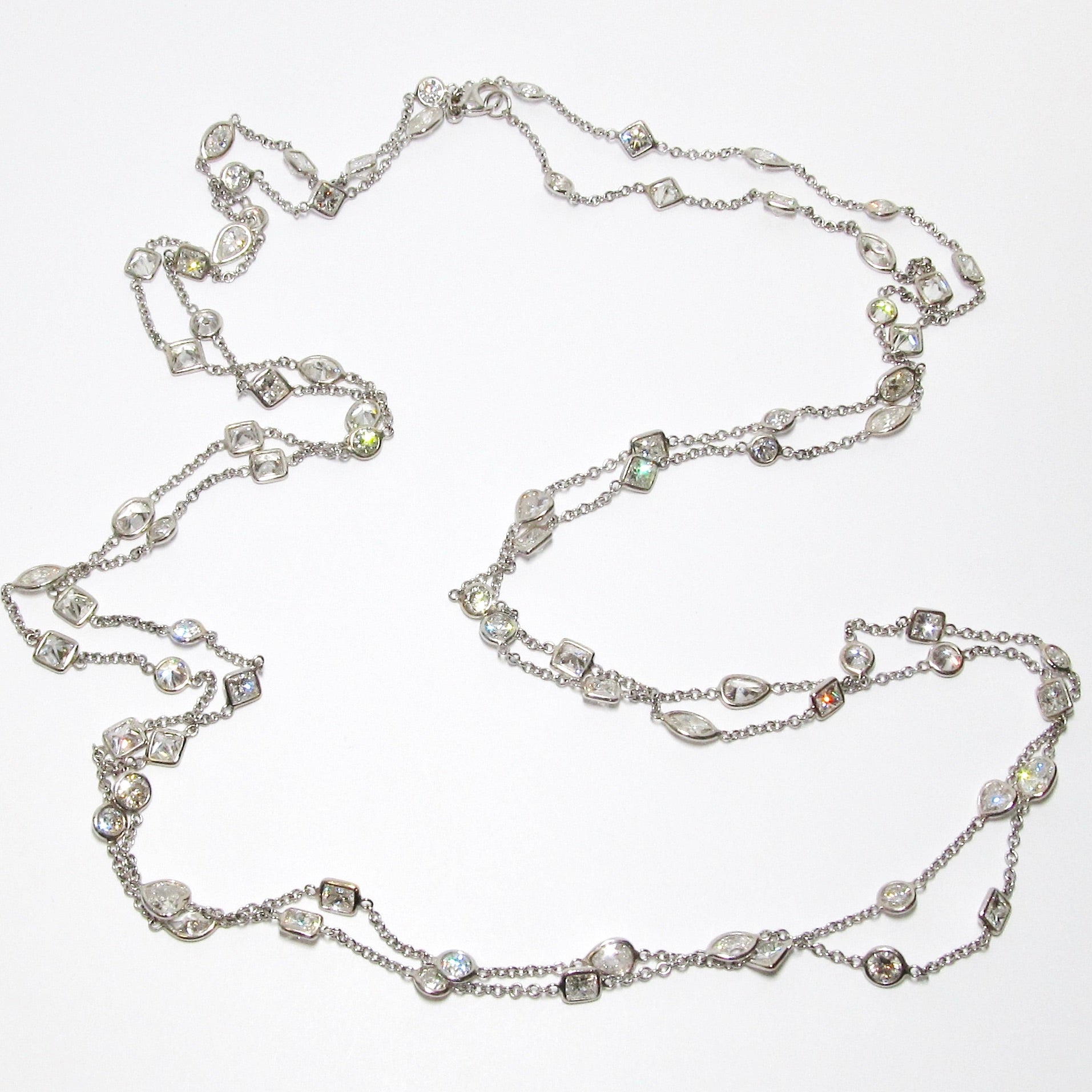 18k White Gold Diamond By the Yard Necklace