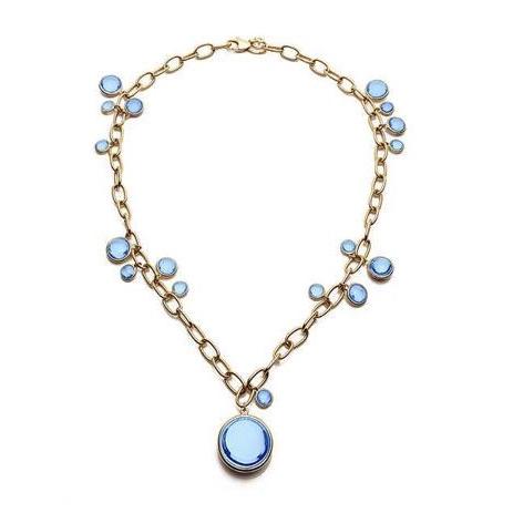 19mm, 8mm & 6mm Blue Topaz Diamond Necklace