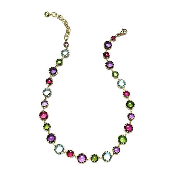 Moon Quartz Blue Topaz Amethyst Necklace