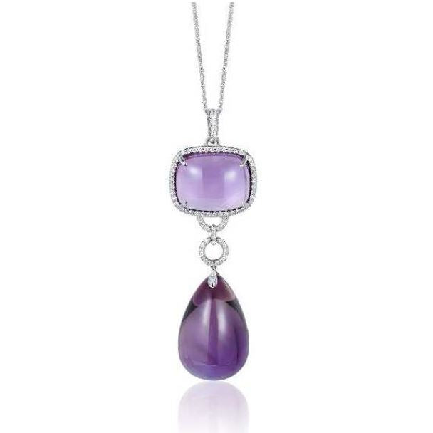 Amethyst Drop Diamond Necklace