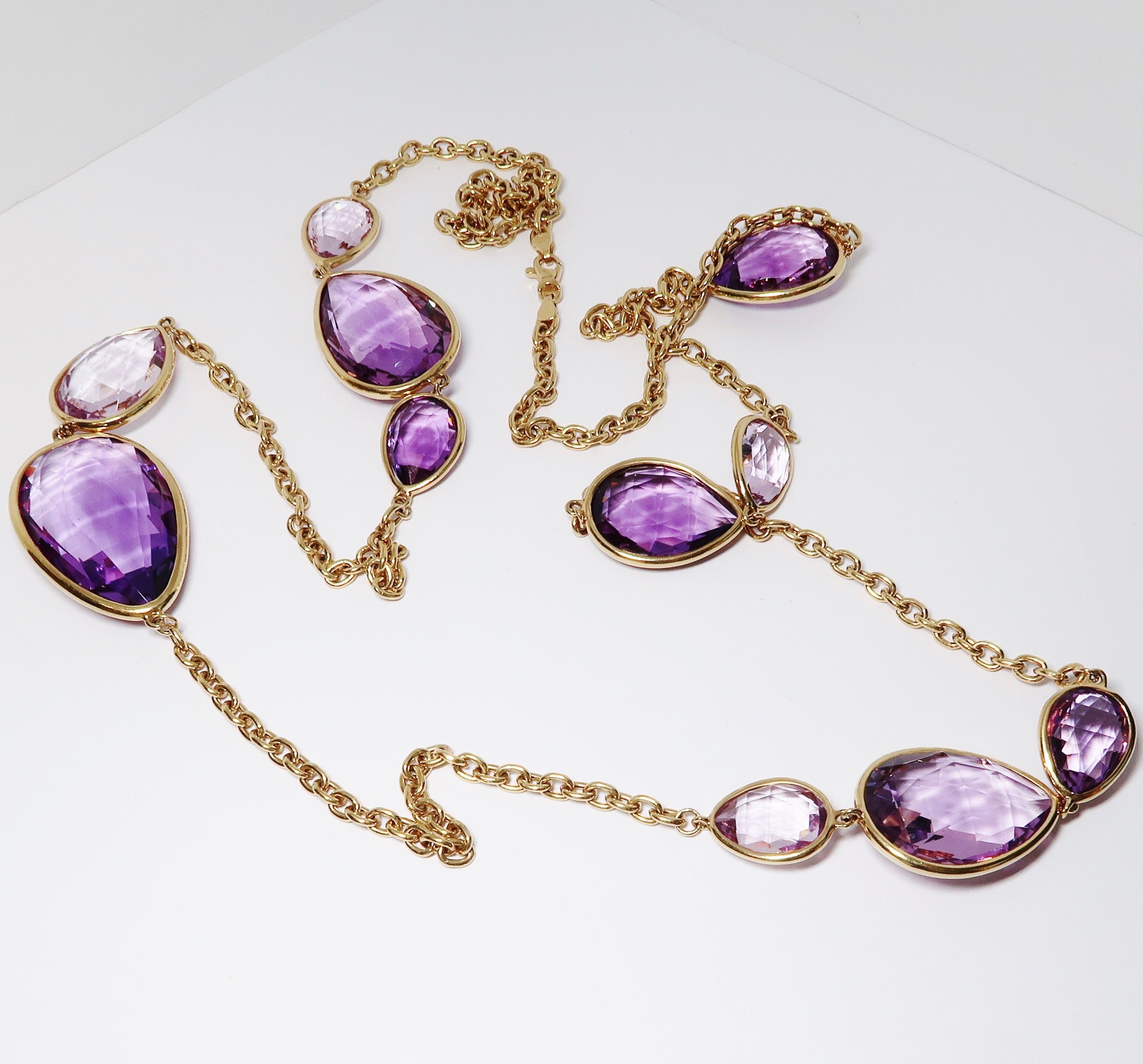 Amethyst & Lavender Amethyst with Oval Link Chain Necklace