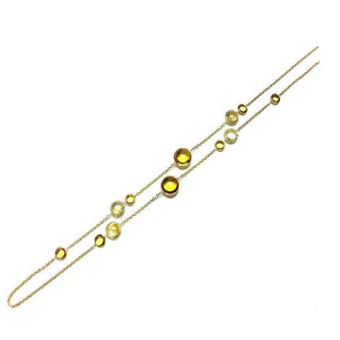 Citrine, Rutilated Citrine Disc Oval Link Chain Necklace