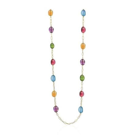 Amethyst, Blue Topaz, Peridot, Citrine And Rubelite Tumble Necklace