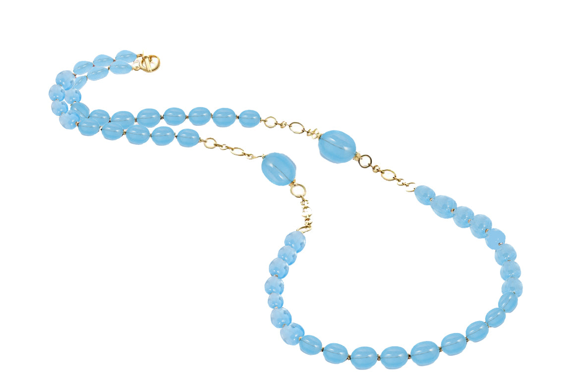 Blue Topaz Tumbles Chain Link Necklace