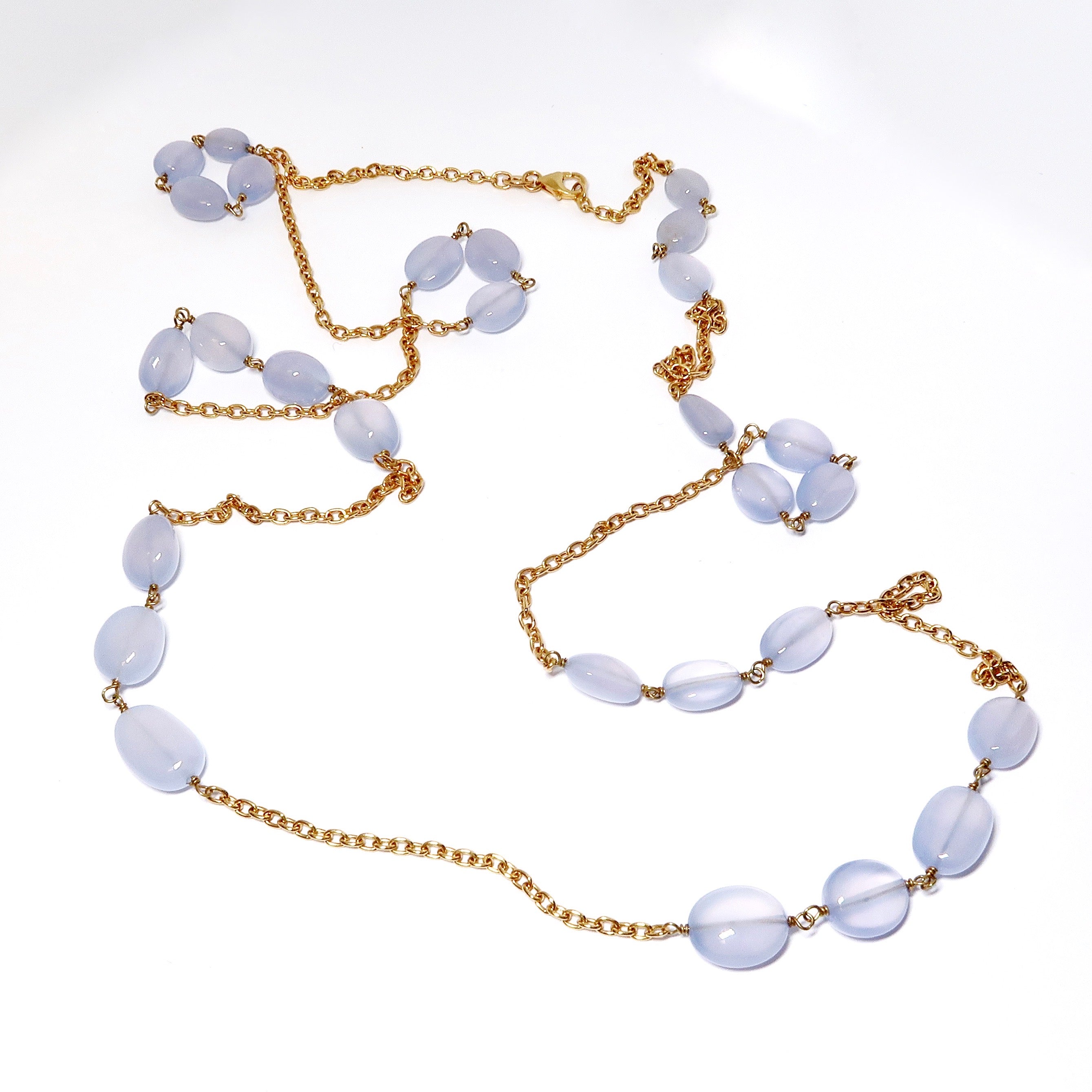 Blue Chalcedony Station Necklace