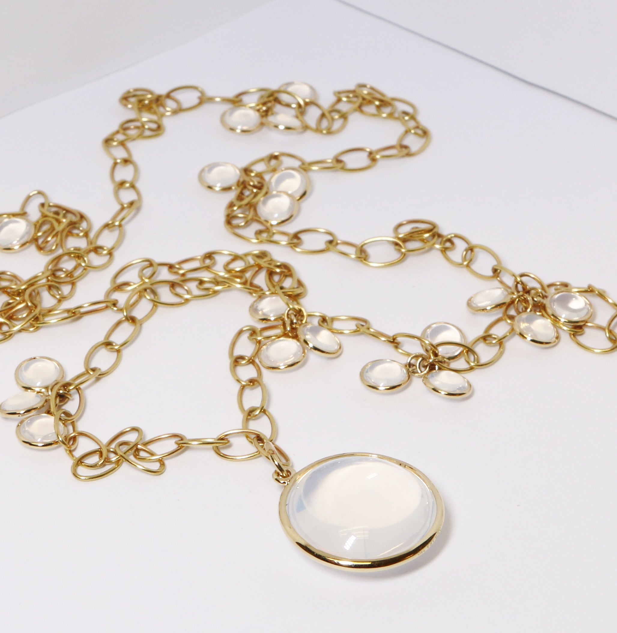 Moon Quartz Disc Necklace