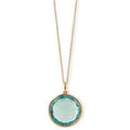 Blue Topaz Round Rose Cut Pendant Necklace