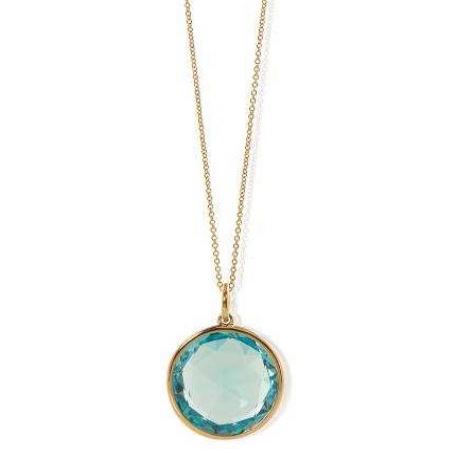 Blue Topaz Round Rose Cut Pendant Necklace