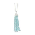 Aqua Tumble Tassel Pendant with Diamond Cap