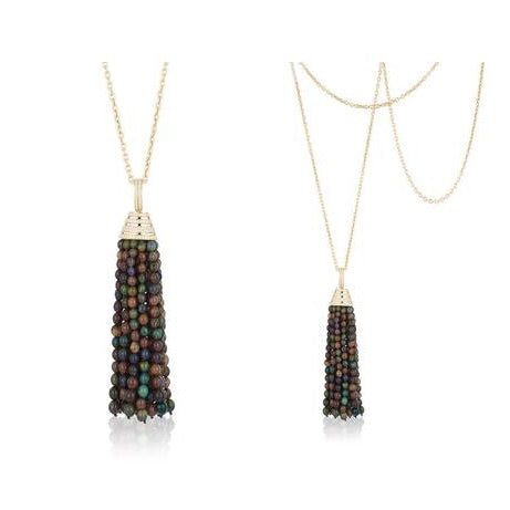 Black Opal Round Tassel with Diamond Cap