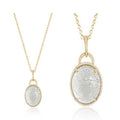 Oval Rock Crystal Carved Pendant with Diamonds