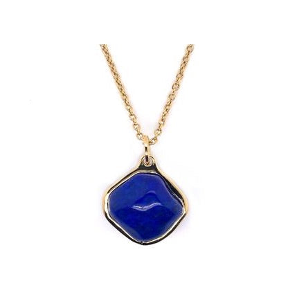 Lapis Tumble Plain Gold Pendant