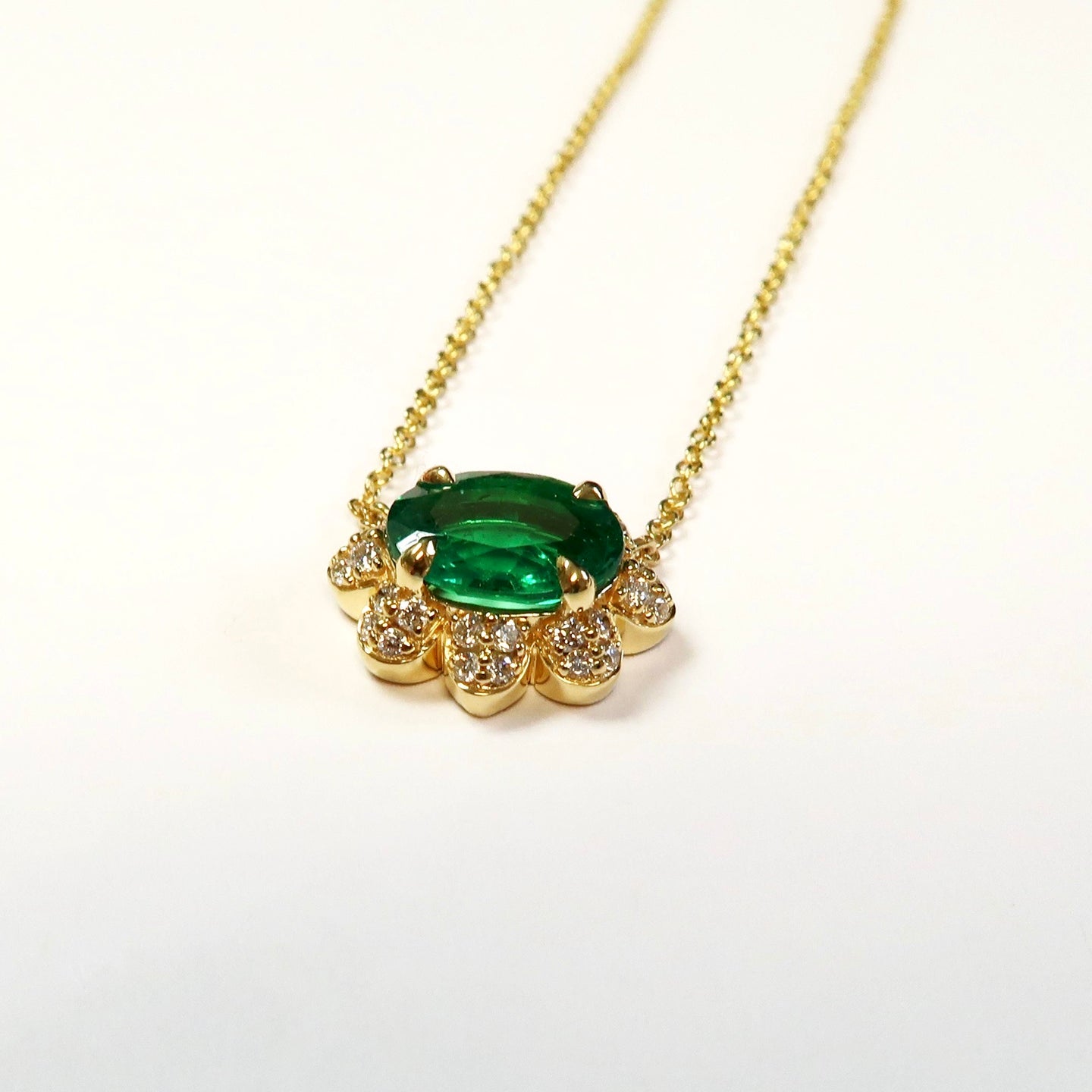 Oval Emerald Pendant w/ Diamonds