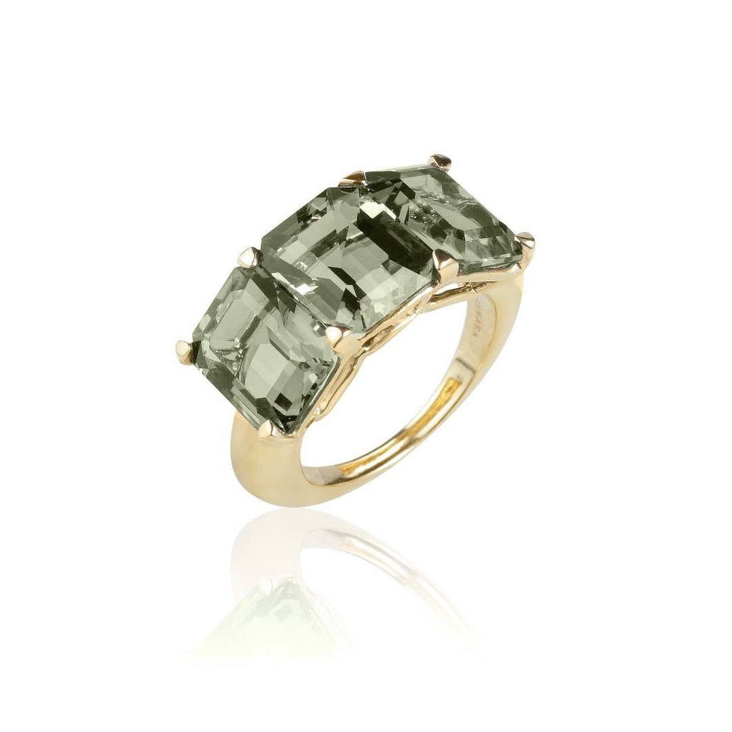 Prasiolite and Emerald Ring