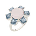 Moon Quartz Oval Cab with Blue Topaz Asher Cut Ring