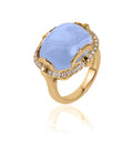 Blue Chalcedony 16 x 13mm Cushion Cab Ring