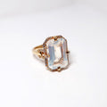 Moon Quartz Emerald Cut Ring w/ Diamonds
