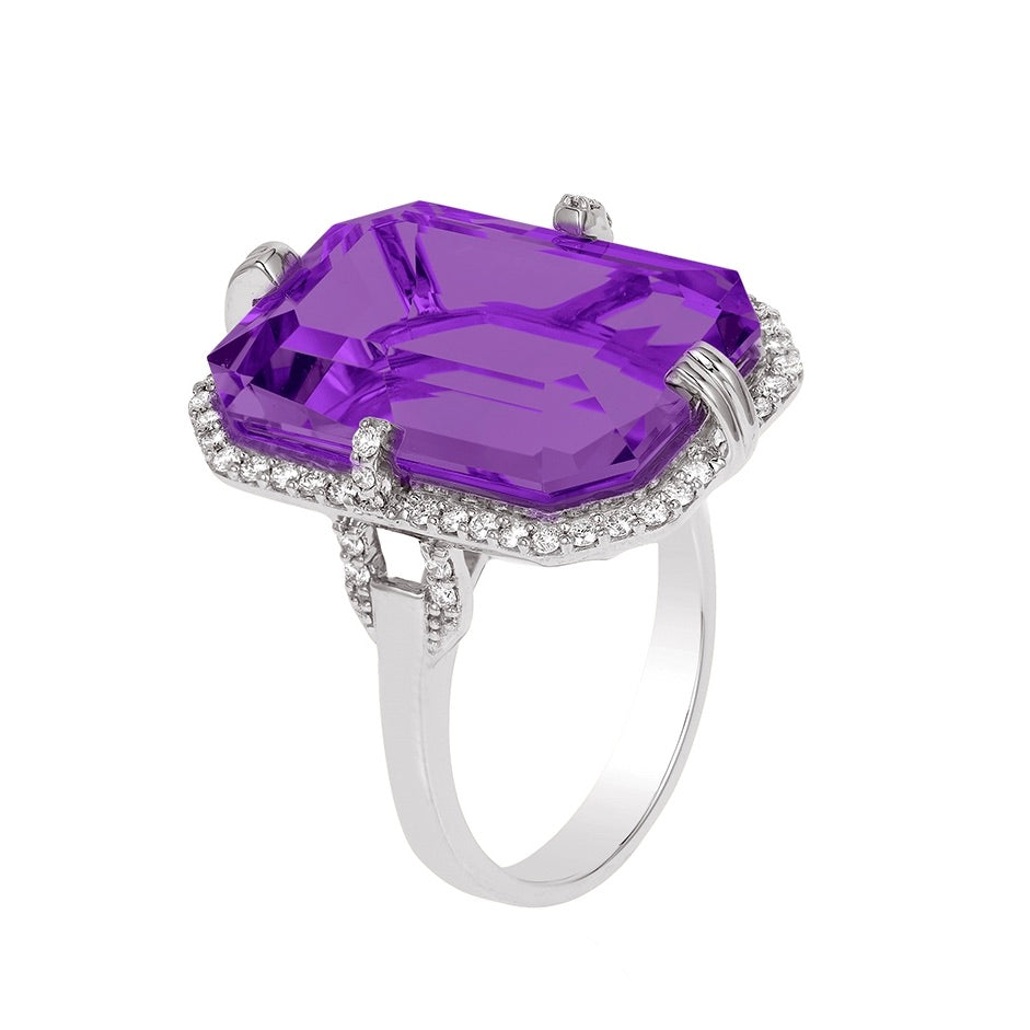 Amethyst Emerald Cut Ring