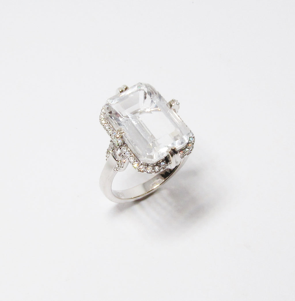 Rock Crystal Emerald Cut Ring